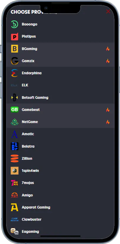 Providers at 1red casino